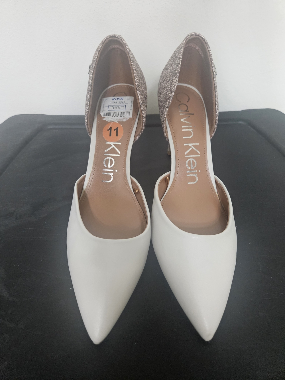 Calvin Klein Women's Cream Pointed Toe D'Orsay Heels
